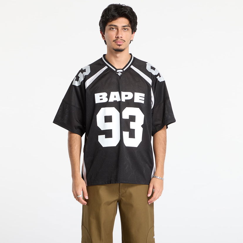 Фланелка BAPE Line Camo Jacquard Relaxed Fit Football Jersey Черно | 001CSL801312MBLK