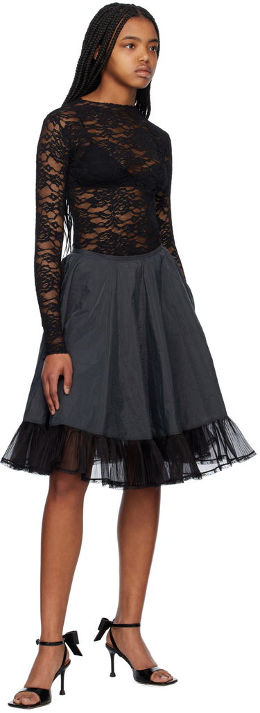 Пола We11done We11done Flared Midi Skirt with Tulle Черно | WD-SK1-23-023-W-BK, 3