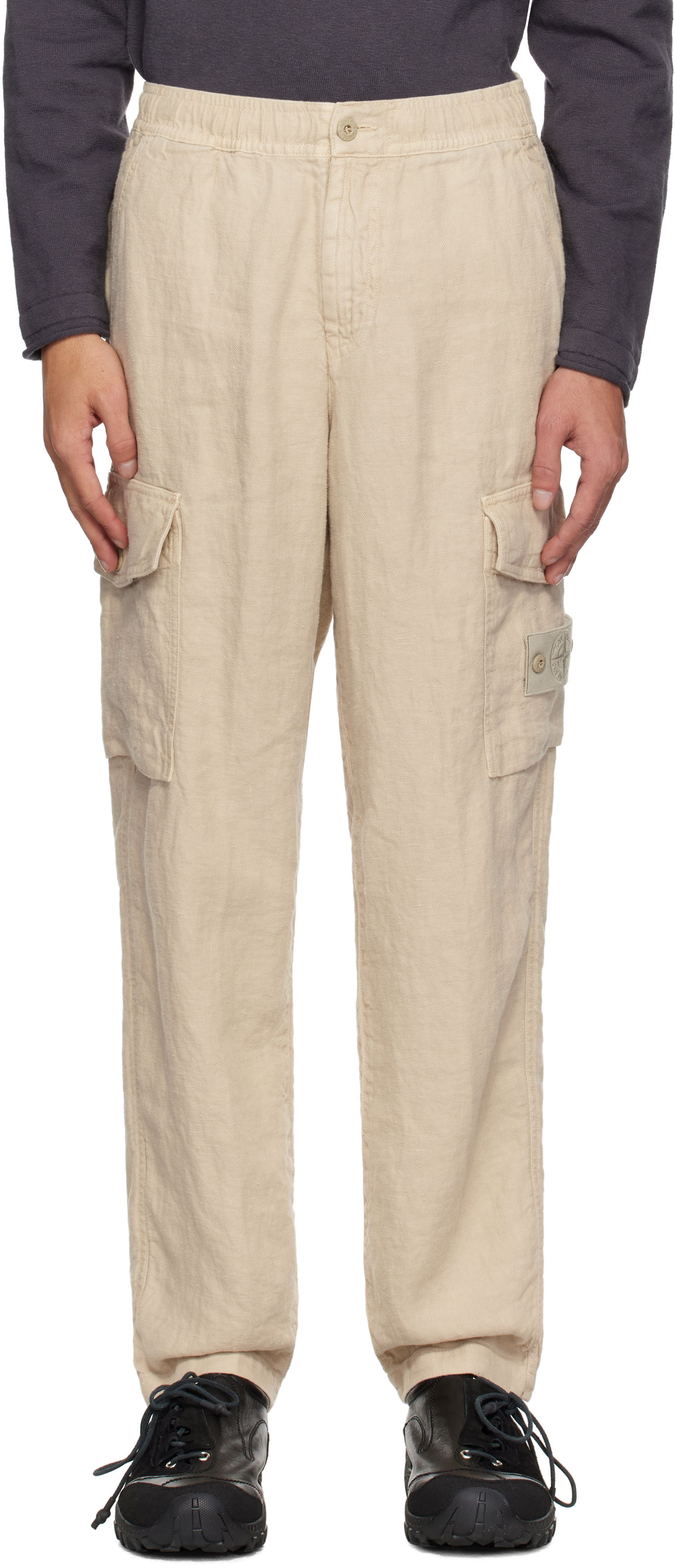 Карго панталони Stone Island Stone Island Diagonal Linen Cargo Pants Бежово | K1S15 3100029 S00F8, 0
