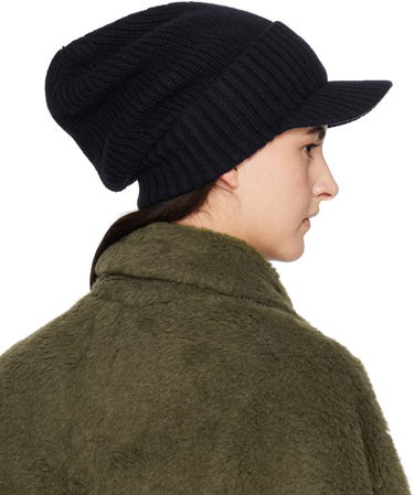 Шапка Max Mara Max Mara Ribbed Knit Beanie with Visor Черно | 2424576132600 MM02398, 2