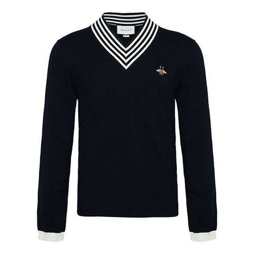 Пуловер Gucci Gucci V-Neck Embroidered Sweater Черно | 496442-X9I00-1831