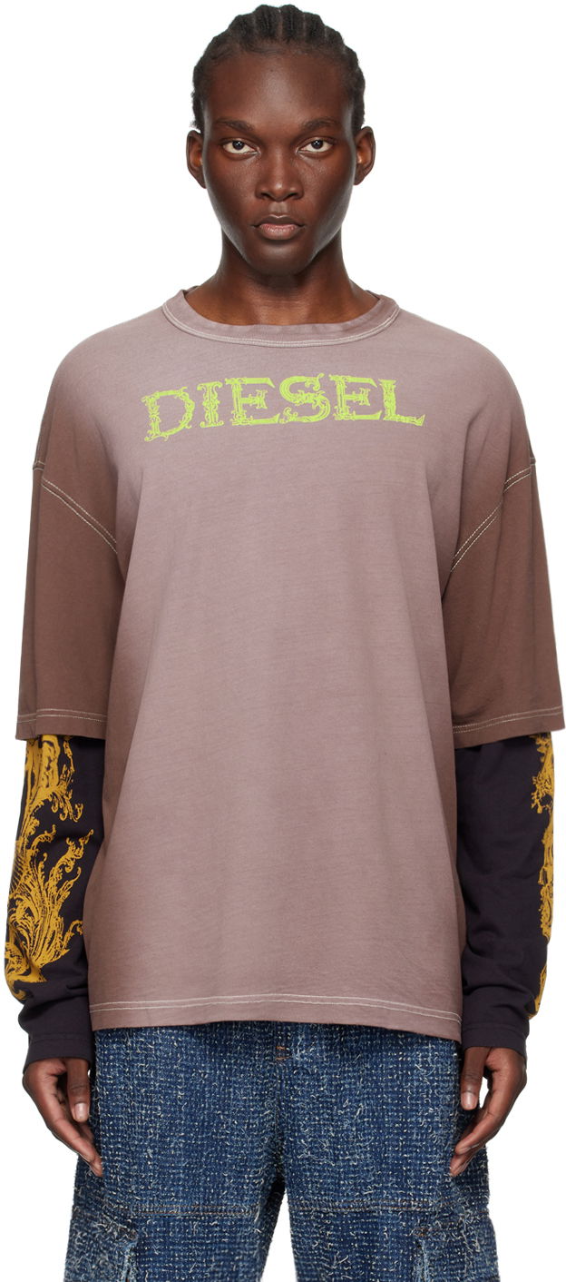 Тениска Diesel Long Sleeve T-Shirt T-Wesher-Q1 Лилаво | A14855-0AJDC-7ES