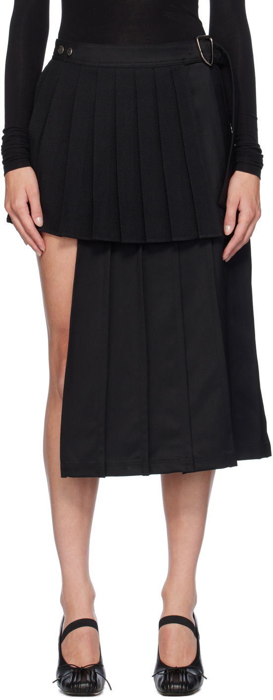 Пола Andersson Bell Double Pleated Midi Skirt Черно | apa772w, 0