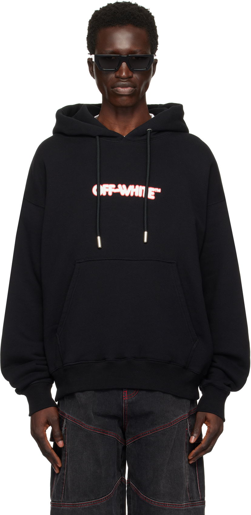 Суитчър Off-White Logo Print Hoodie Черно | OMBB085F24FLE00J1001