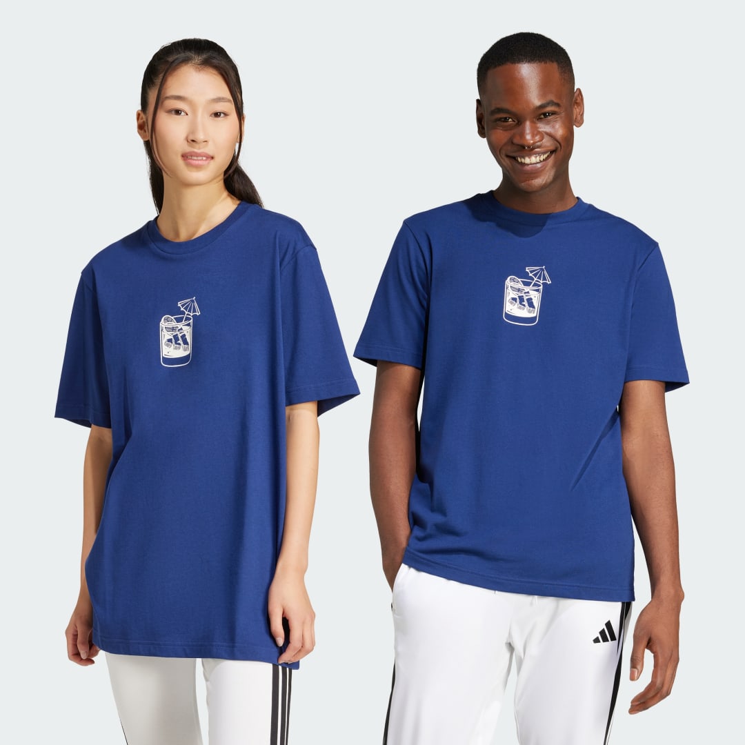 Тениска adidas Performance Lounge Drink Graphic Tee Синьо | JJ4014, 0