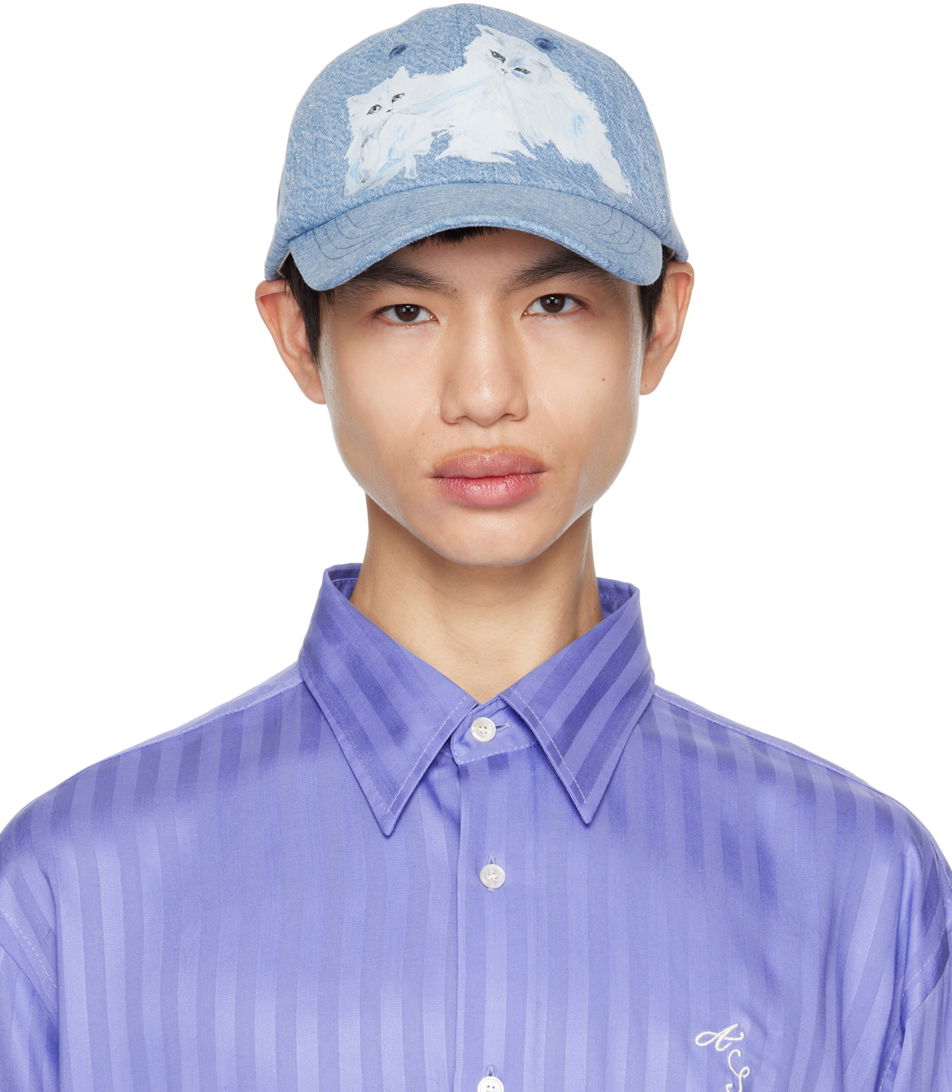 Шапка с козирка Acne Studios Printed Denim Cap Синьо | C40280-, 0