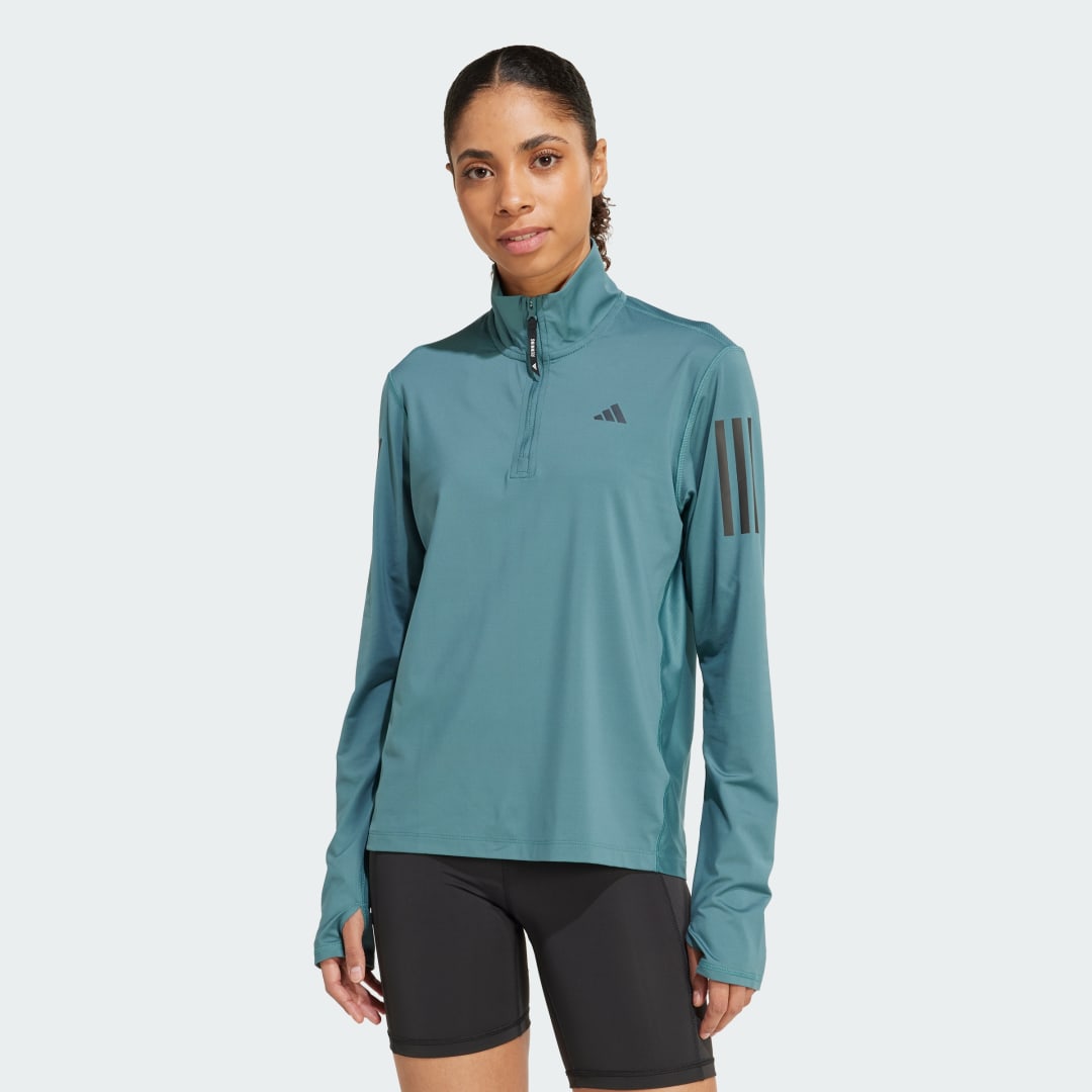 Суитчър adidas Performance Own the Run Half-Zip Running Top Тюркоазено | JX2255, 0