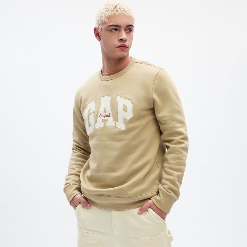 Суитчър GAP Crewneck Logo Sweatshirt Khaki Зелено | 817080-00