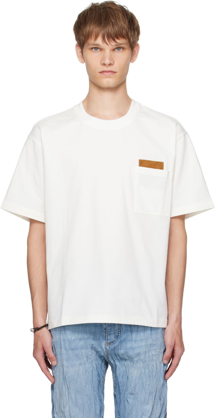 Тениска Bottega Veneta Bottega Veneta Pima Cotton Jersey T-Shirt with Pocket Бяло | 838924V4N509071