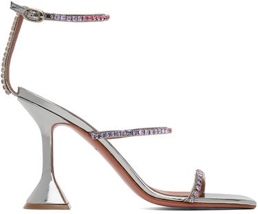 Аксесоари Amina Muaddi Amina Muaddi Gilda Crystal-Embellished Heeled Sandals Металик | GILDA SANDAL CL MIRROR, 0