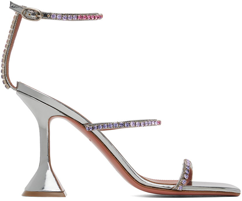 Аксесоари Amina Muaddi Amina Muaddi Gilda Crystal-Embellished Heeled Sandals Металик | GILDA SANDAL CL MIRROR