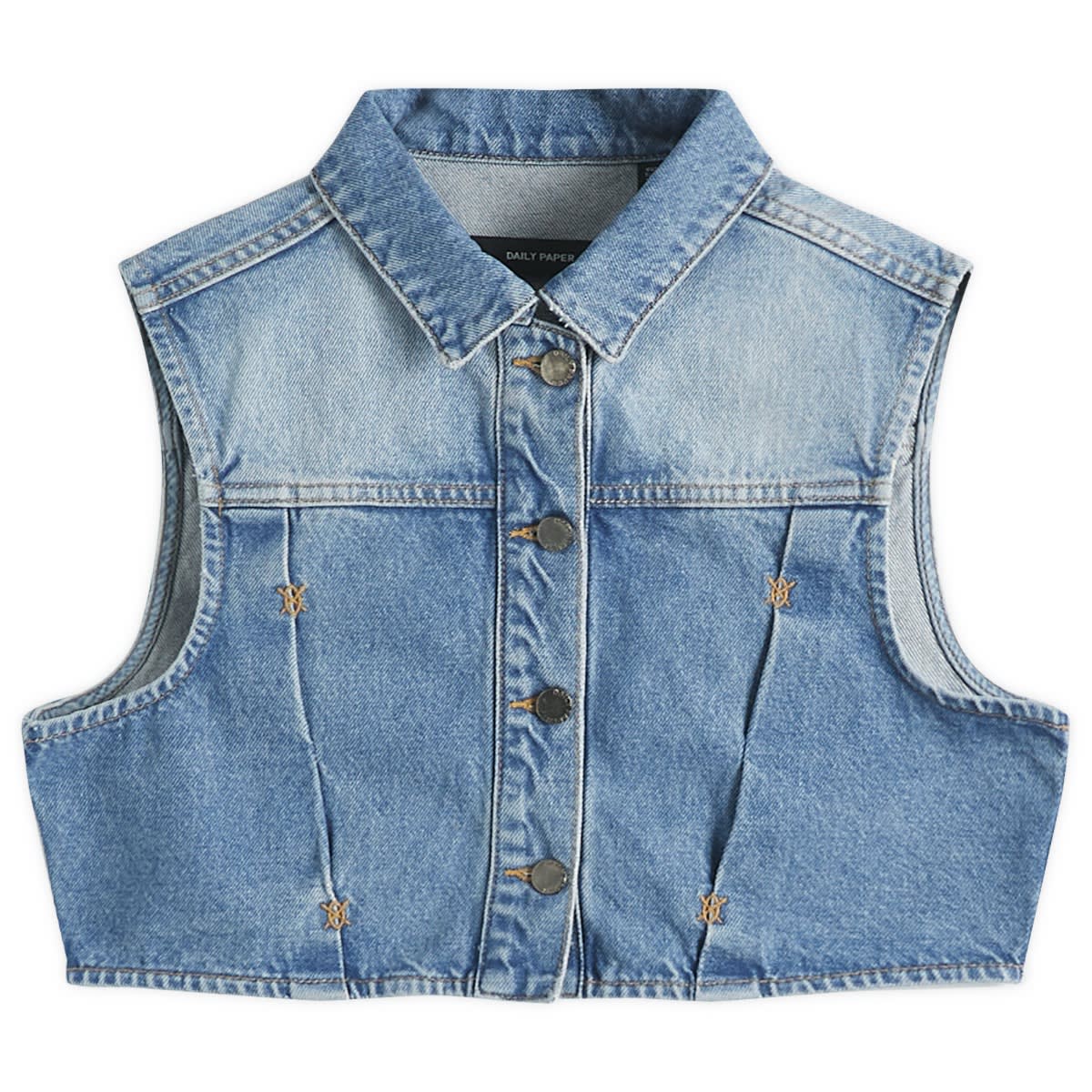 Жилетка DAILY PAPER Daily Paper Asola Sleeveless Cropped Denim Vest, Size Large Синьо | 2511148, 0