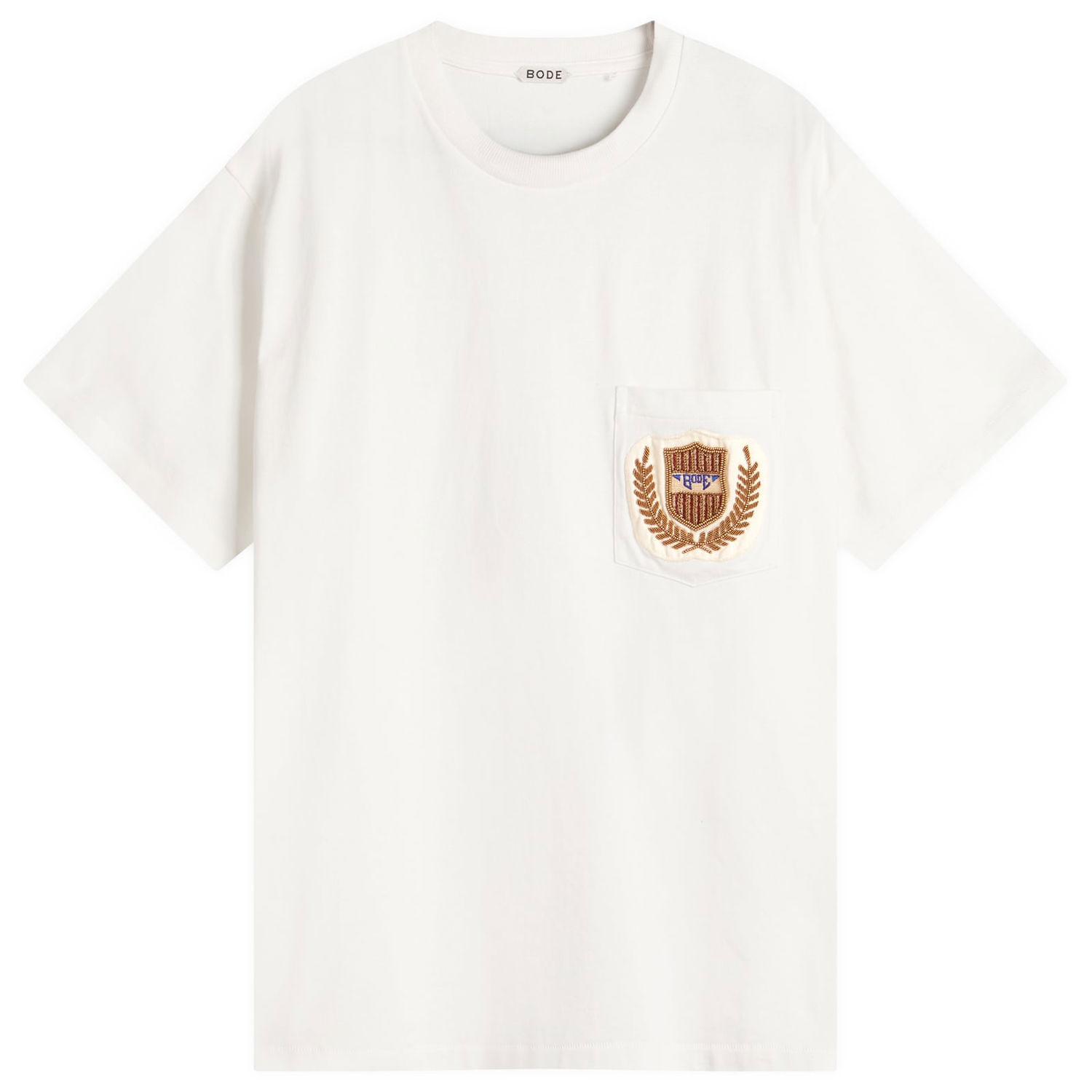 Тениска Bode BODE Sportsman Patch Pocket T-Shirt, Size Large Бяло | MRS25CS060-CRM, 1