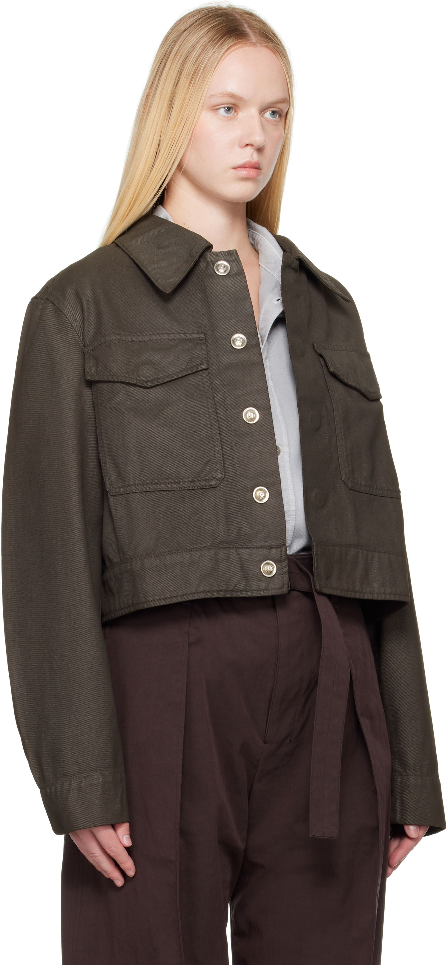 Яке LEMAIRE Lemaire Two Pocket Cropped Jacket Зелено | OW1139 LD1030, 1
