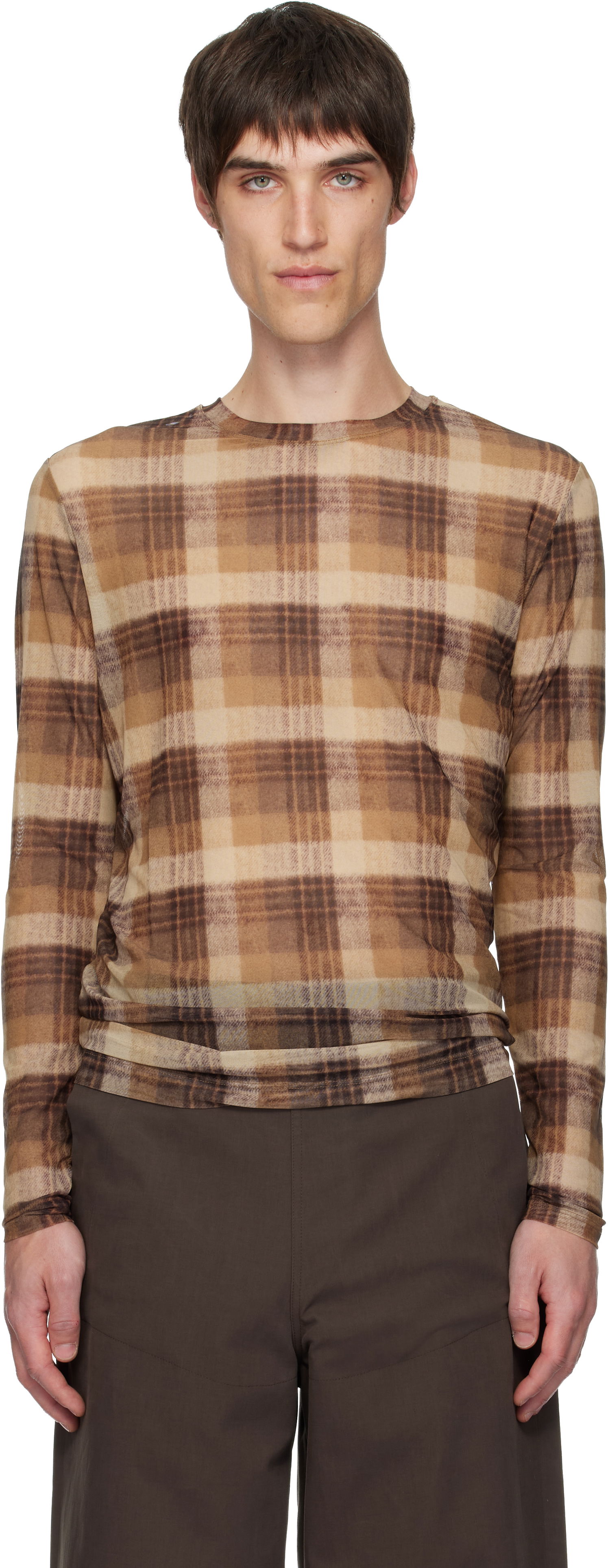 Тениска Dries Van Noten Dries Van Noten Printed Plaid Long-Sleeve T-shirt Многоцветен | 252-021133-2621, 0