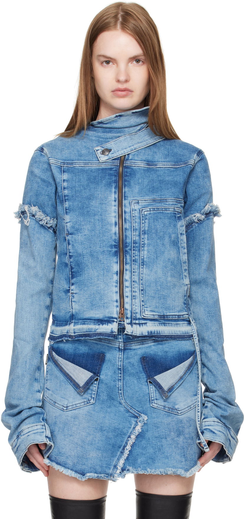 Яке Ottolinger Ottolinger Drape Collar Denim Jacket Синьо | 117-701017-01