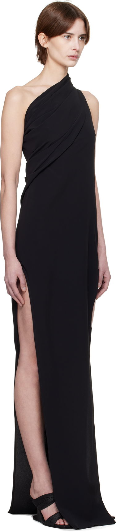 Pокля Rick Owens Rick Owens Hollywood Athena Arrowhead One-Shoulder Maxi Dress Черно | RP01E7509 CC, 1