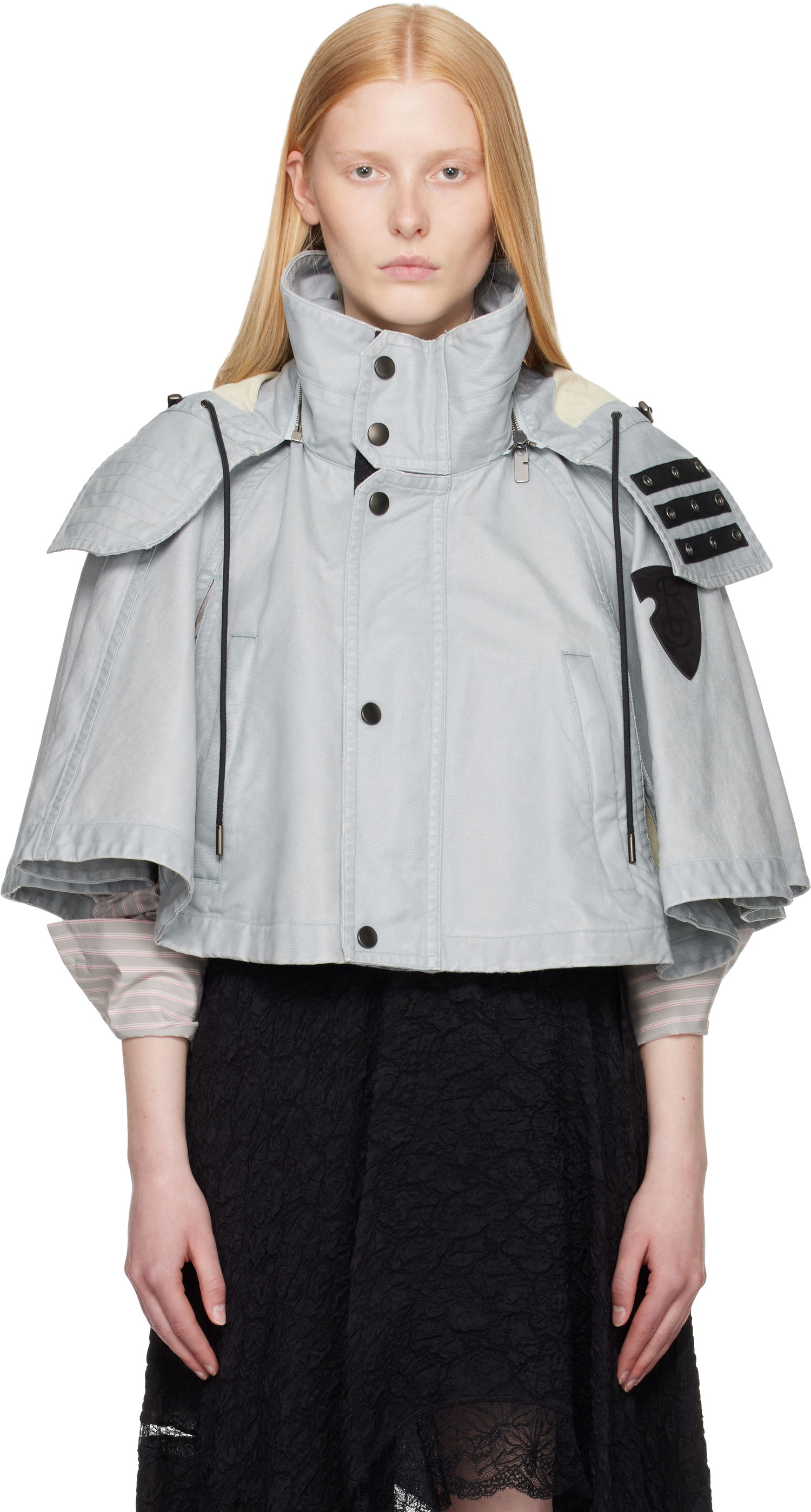 Яке Burberry Burberry Hooded Capelet Jacket Сиво | 8109388, 0