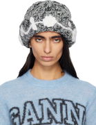 GANNI Handknit Wool Beanie with Floral Appliqués
