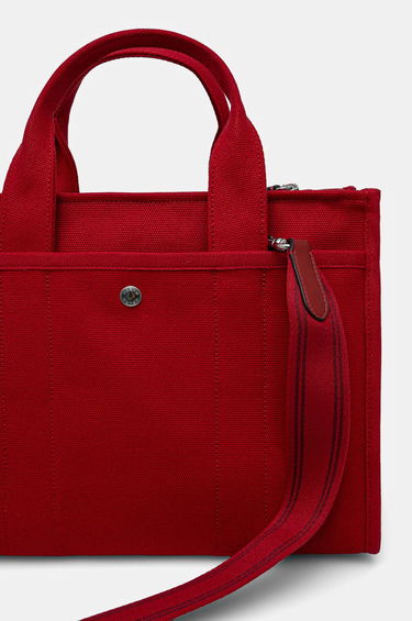 Голяма пазарска чанта Coach Red Canvas Tote Bag Бургунди | CP158, 2