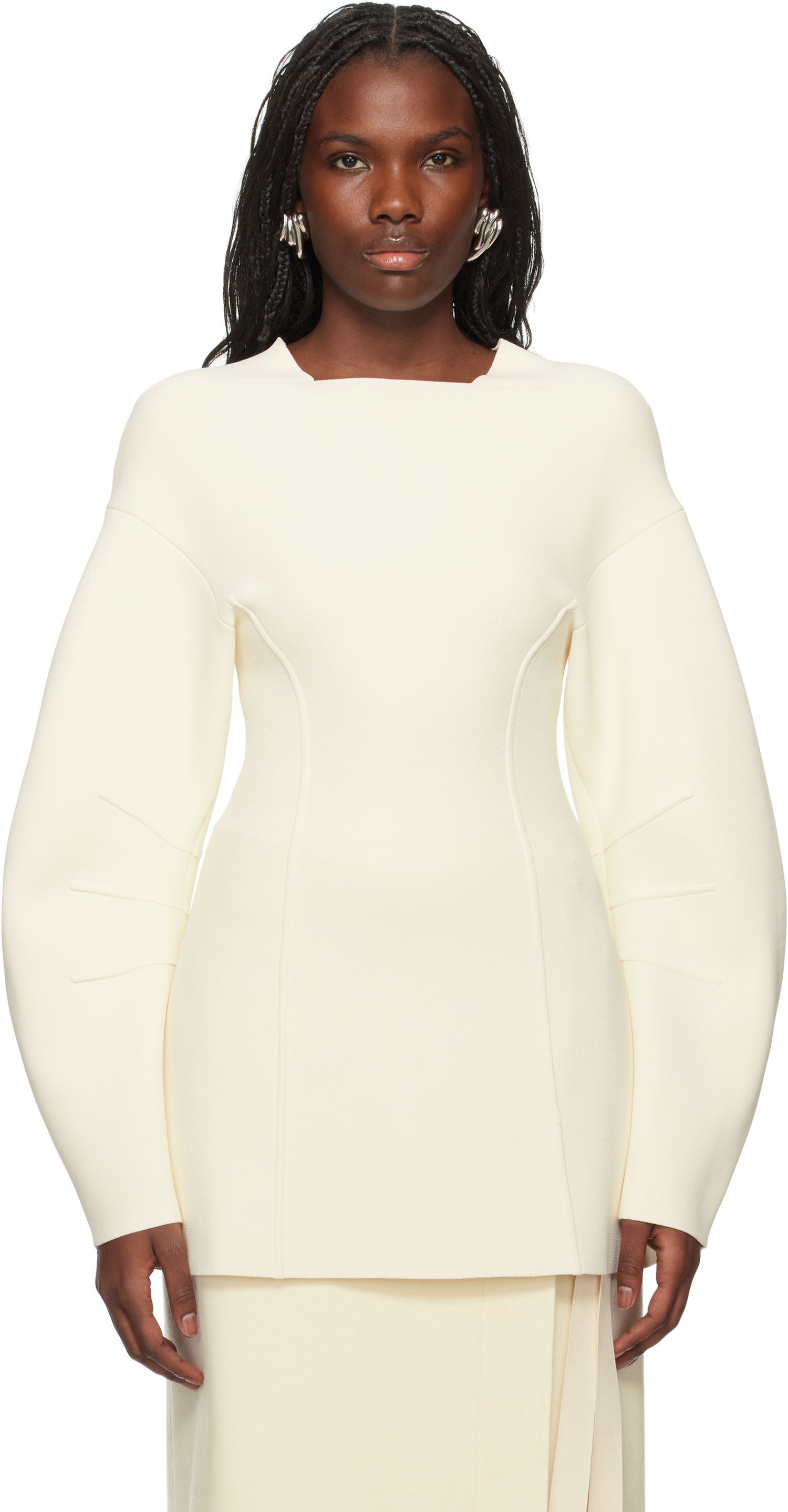 Пуловер Jil Sander Long Sleeve Sweater Бяло | J03GP0147_J18329, 0