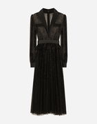 Dolce & Gabbana Tulle Tuxedo Shirt Dress with Sequins