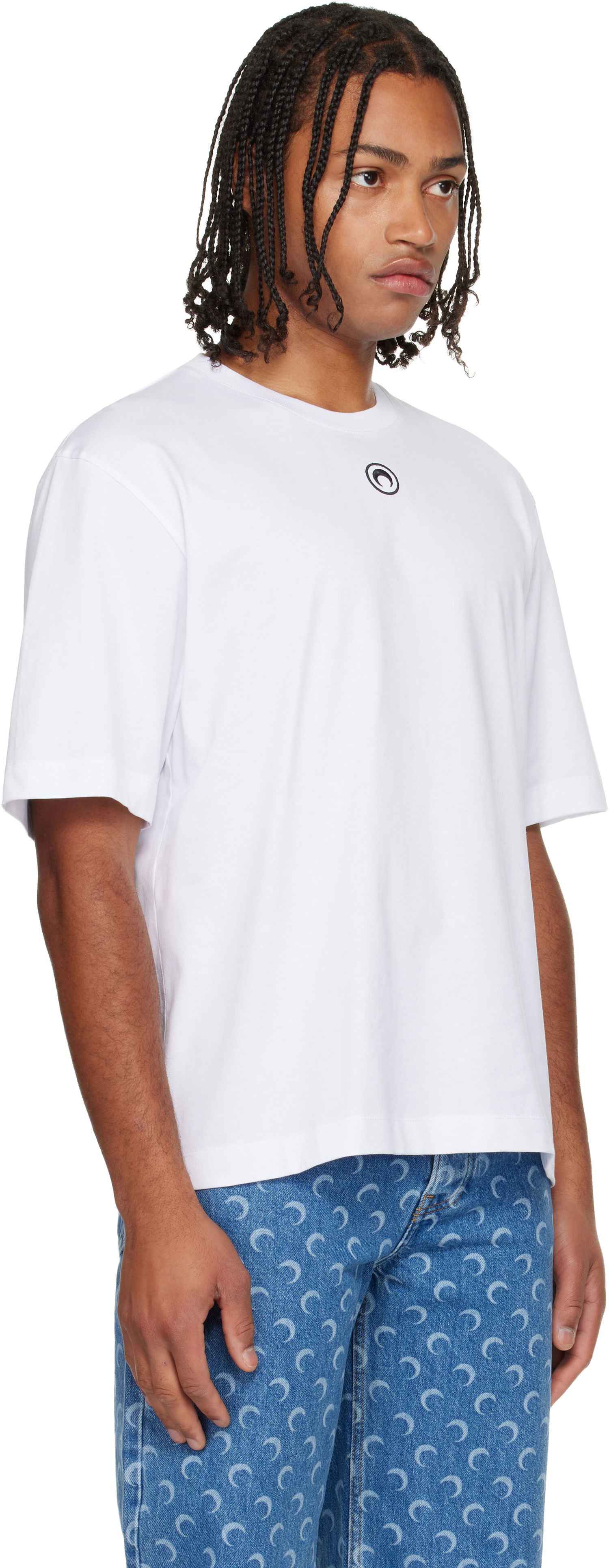Тениска Marine Serre Moon Logo Jersey Loose Fit Short Sleeve T-Shirt Бяло | MTT077BCJER0009, 1
