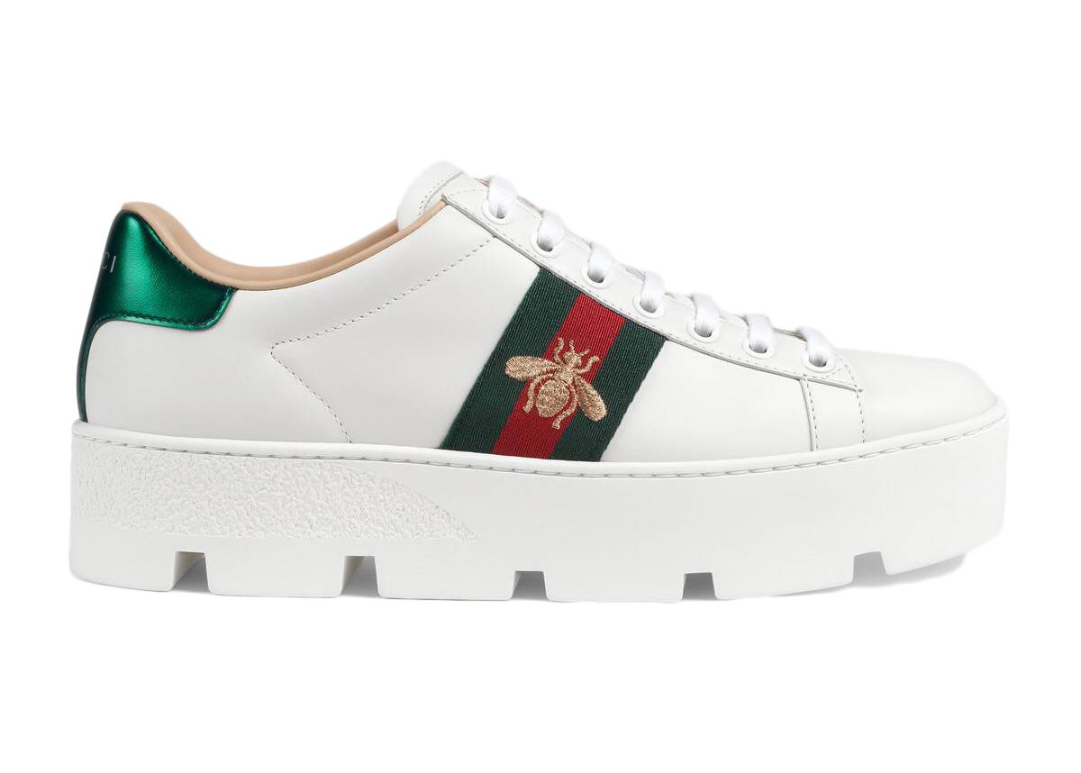 Кецове и обувки Gucci Ace Platform 'White' Бяло | 577573 DOPE0 9064, 0
