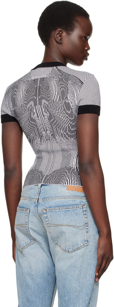 Пуловер Jean Paul Gaultier Jean Paul Gaultier Morphing Pinstripes Jacquard T-Shirt Черно | 25/33-F-TS110-M084-0100, 2