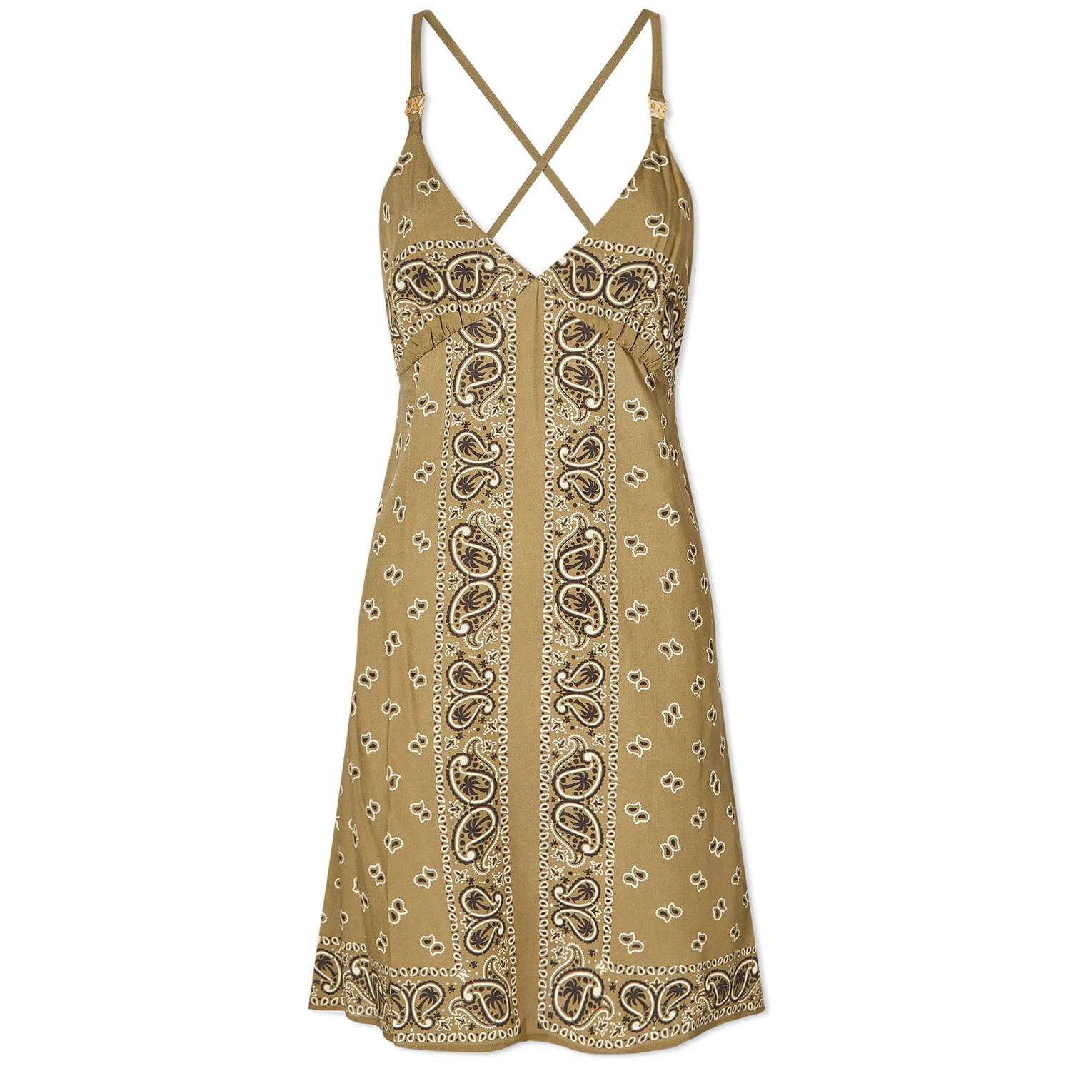 Pокля Palm Angels Paisley Slip Dress Зелено | PWDJ007S24FAB0015656, 0
