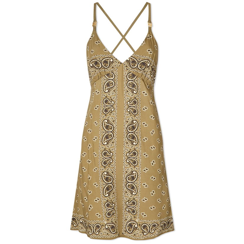 Pокля Palm Angels Paisley Slip Dress Зелено | PWDJ007S24FAB0015656