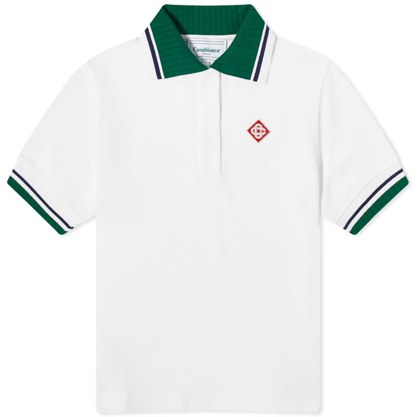 Поло тениска Casablanca Textured Pique Polo Shirt Top Бяло | WS24-JTP-235-01