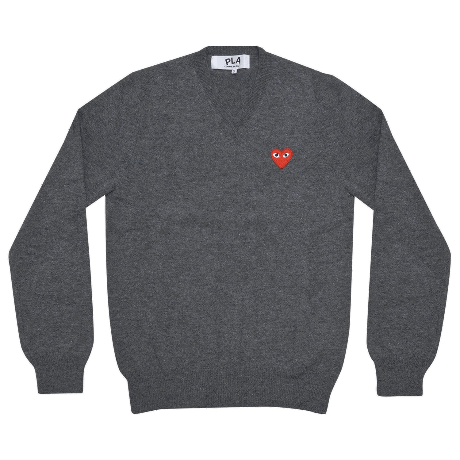 Пуловер Comme des Garçons PLAY Heart Patch V-Neck Sweater Сиво | AZ N002 051 3, 0