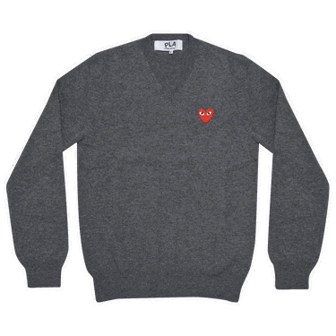 Пуловер Comme des Garçons PLAY Heart Patch V-Neck Sweater Сиво | AZ N002 051 3, 0