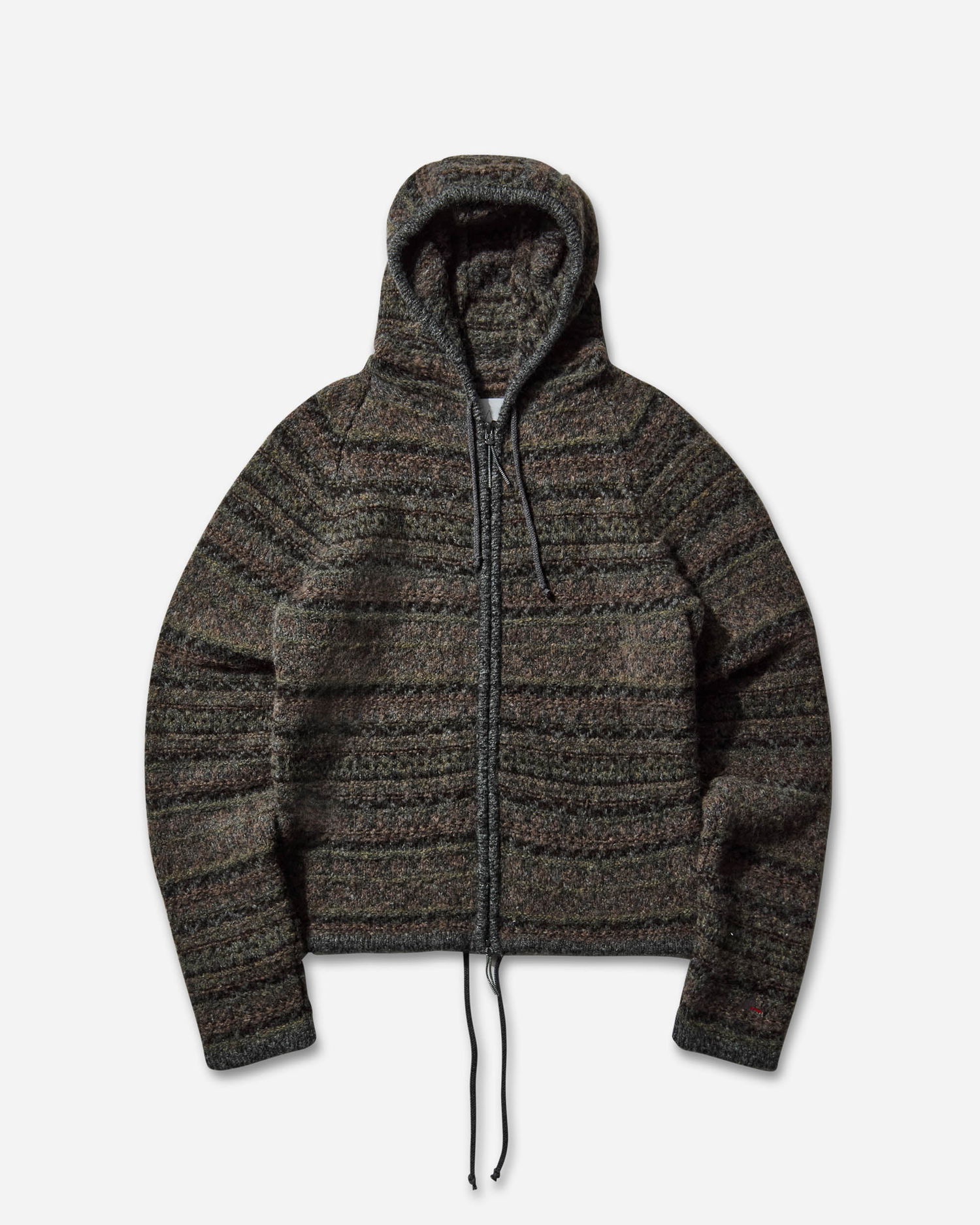 Суитчър ROA Fair Isle Felted Knit Zip-Up Hoodie Зелено | RBMW0520YA74 GRN0012, 1