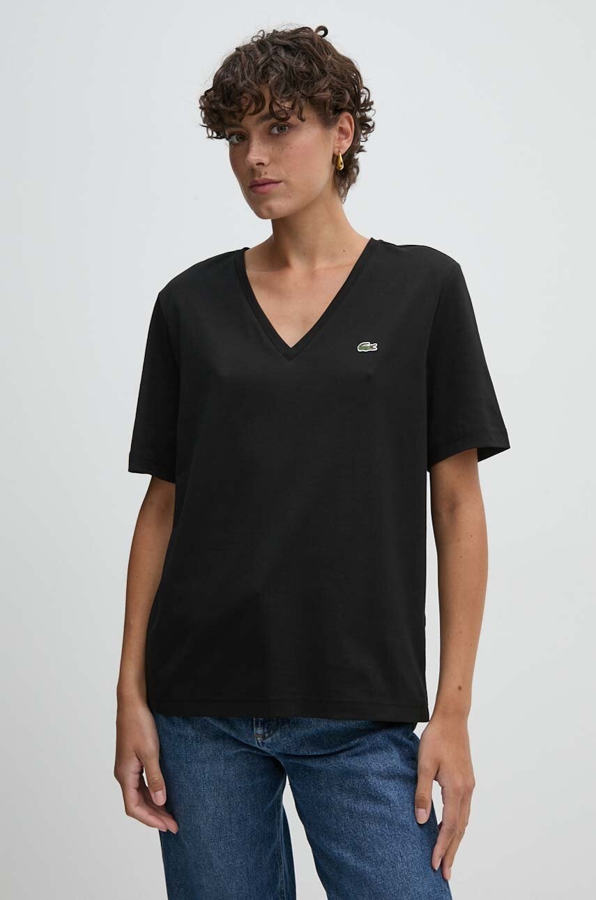 Тениска Lacoste Lacoste V-Neck T-Shirt Черно | TF7300, 0