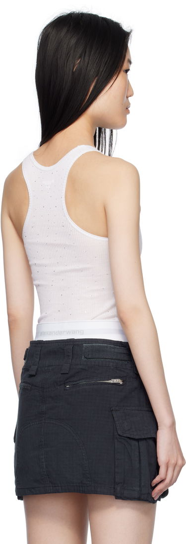 Потник Alexander Wang White Crystal Hotfix Racer Tank Top Бяло | WL001T, 2