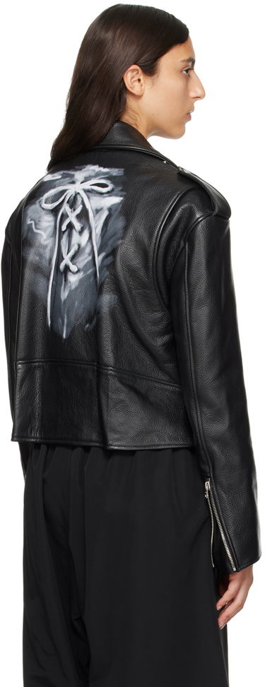 Яке бомбър We11done We11done Women's Leather Biker Jacket Черно | WD-R53-23-130-W-BK, 2