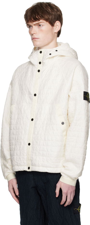Яке Stone Island Stone Island Quilted Crinkled Reps Hooded Jacket Бяло | K2S15 4100023 S0186, 3