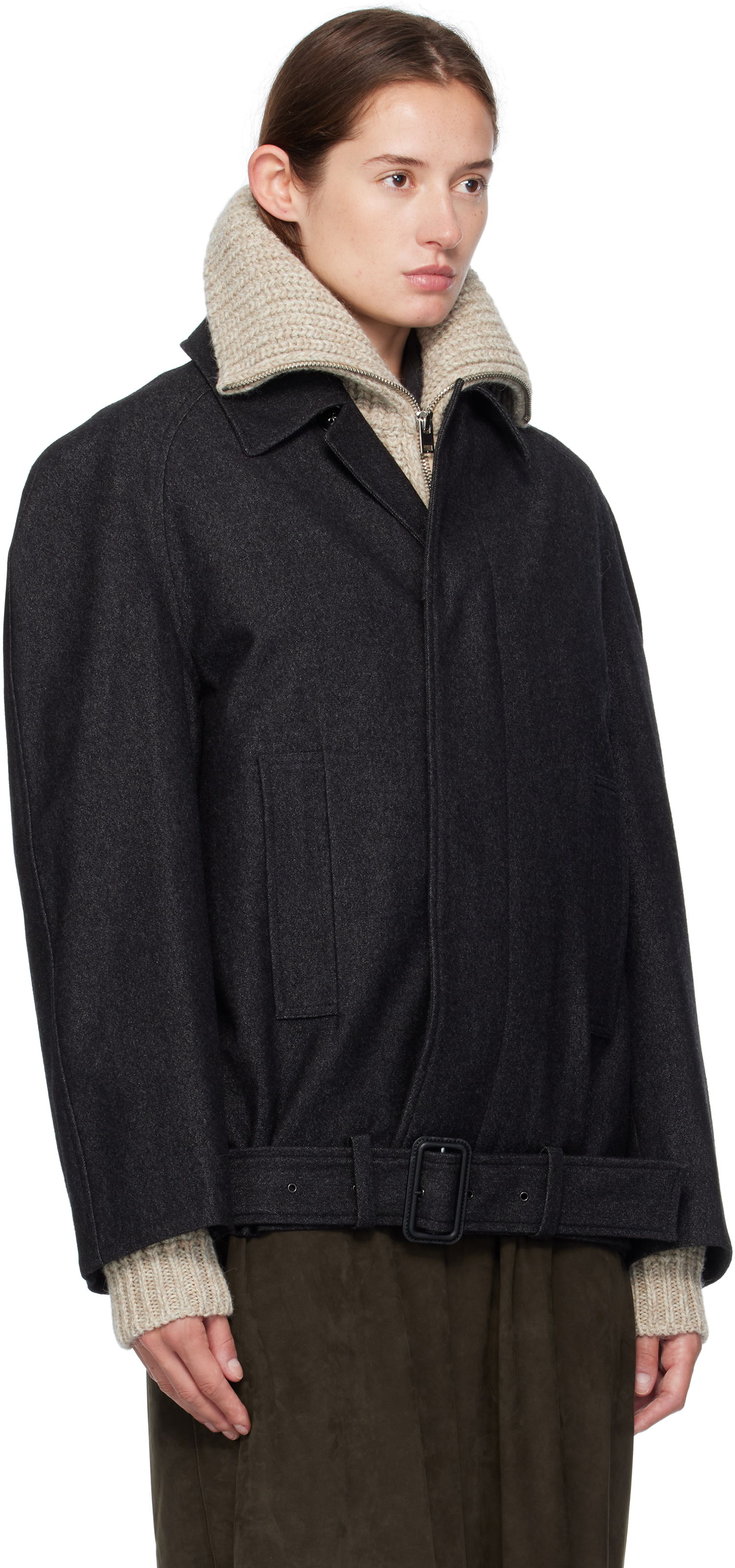 Палта LEMAIRE Lemaire Raglan Sleeve Short Coat Сиво | OW1156 LF1319, 1