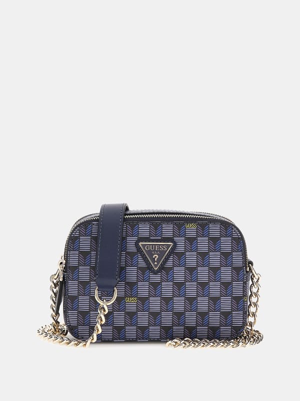 Дамска чанта GUESS Vikky Geometric Crossbody Тъмно синьо | HWJT9318140, 0