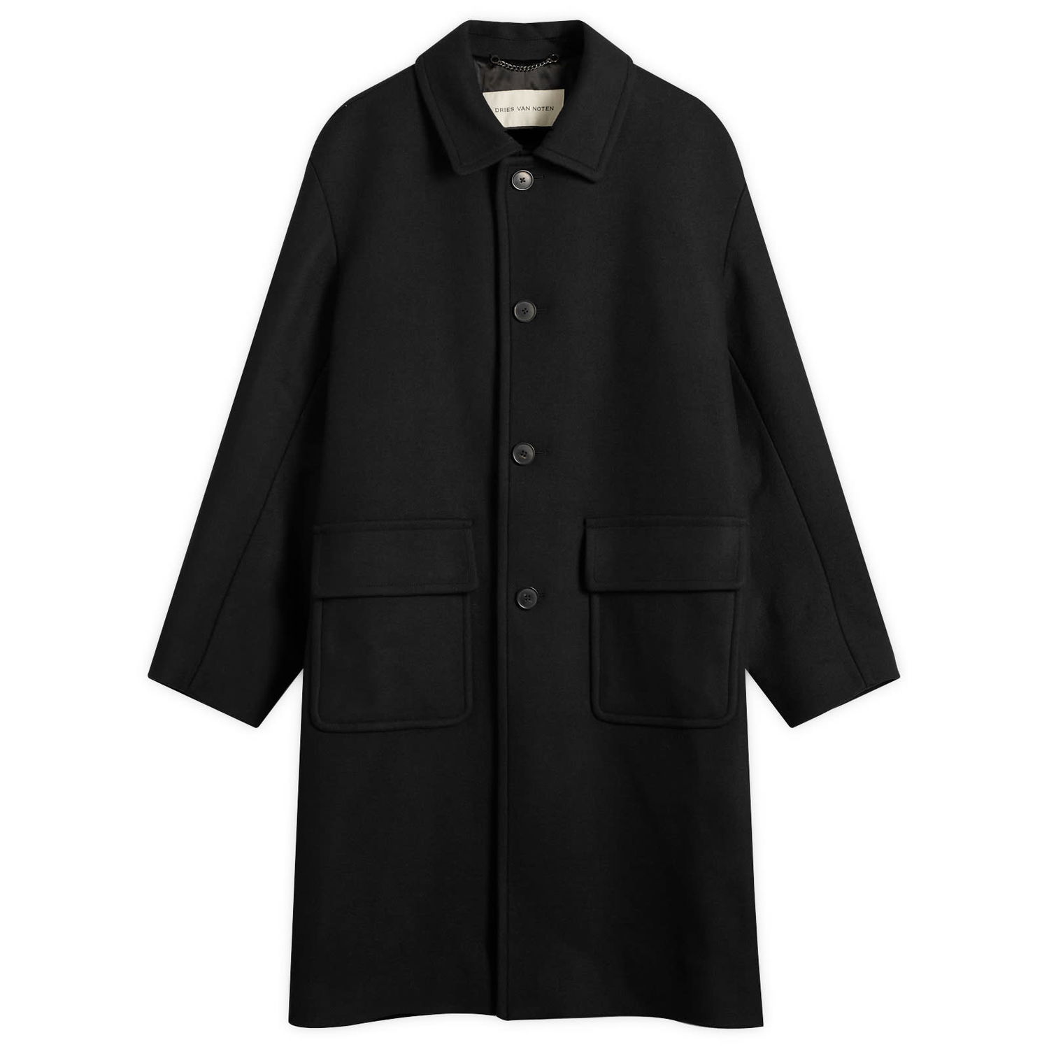 Палта Dries Van Noten Dries Van Noten Wool Twill Overcoat, Size Large Черно | 252-020209-2216-900, 0