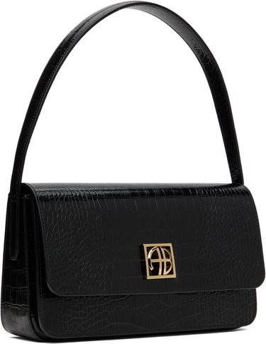 Дамска чанта Anine Bing Crocodile Embossed Leather Shoulder Bag Черно | A-13-10232-010, 4