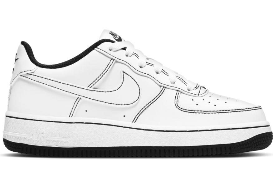 Кецове и обувки Nike Air Force 1 '07 Low "Contrast Stitch - White Black" GS Бяло | CW1575-104, 0