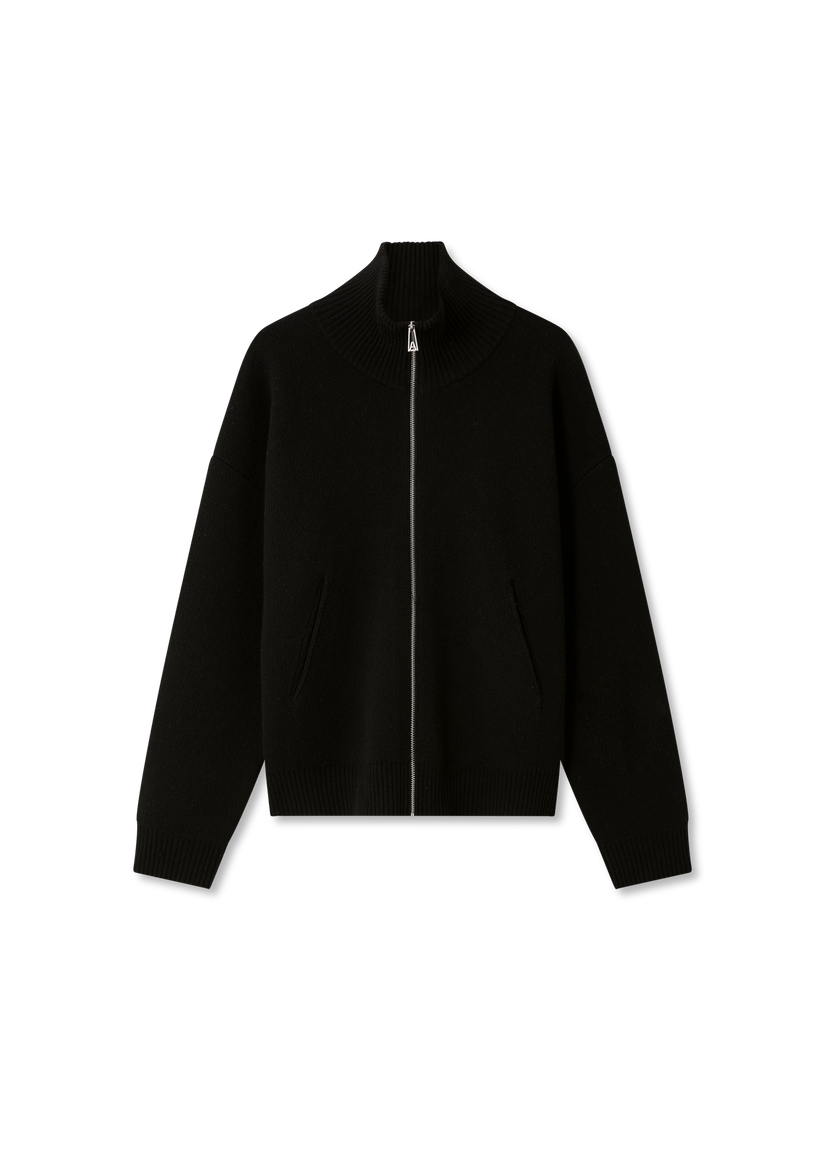 Пуловер AXEL ARIGATO Core Ribbed Collar Zip-Up Sweater with Front Pockets Черно | A2143004