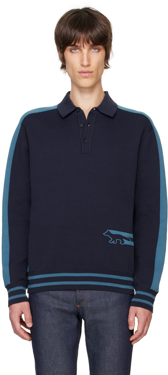 Поло тениска MAISON KITSUNÉ Flash Fox Polo Синьо | NM00203KM0327, 0