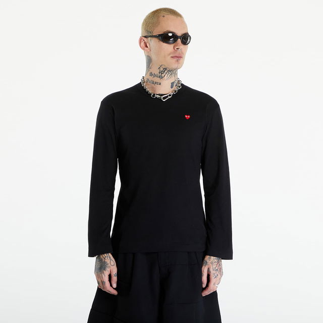 PLAY Long Sleeve Small Red Emblem T-Shirt UNISEX Black