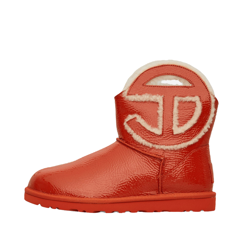 Кецове и обувки UGG Telfar Logo Mini Crinkle Leather Boots Spicy Pumpkin Червено | 1155790 SYP
