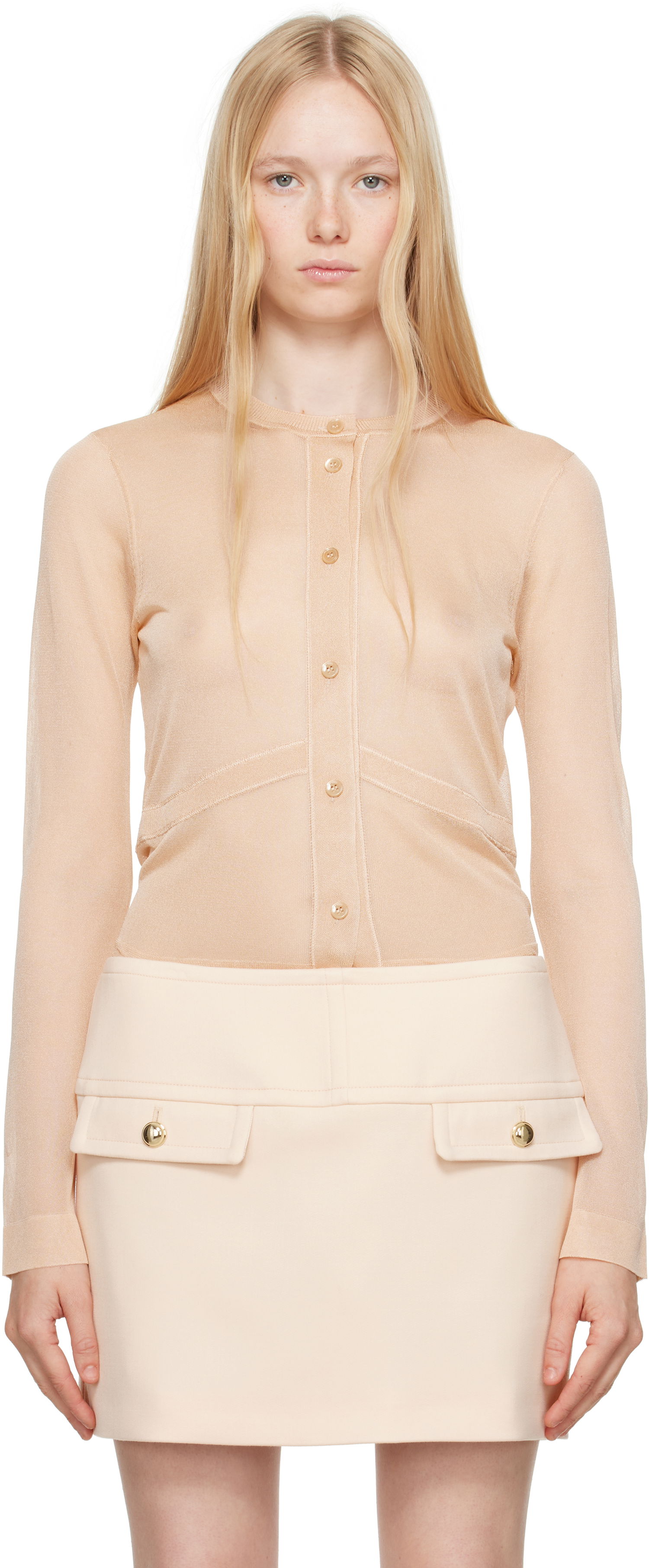 Пола Tom Ford TOM FORD Long Sleeve Knit Cardigan Бежово | CAK374-YAX865, 0