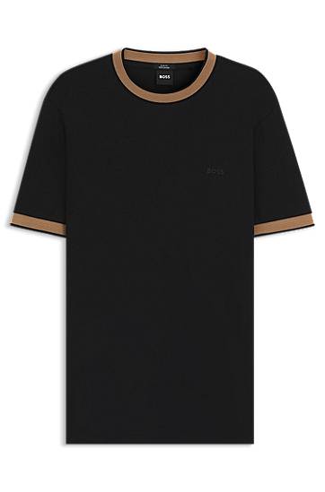 Тениска BOSS Slim-Fit T-Shirt with Contrast Trims Черно | 50543858